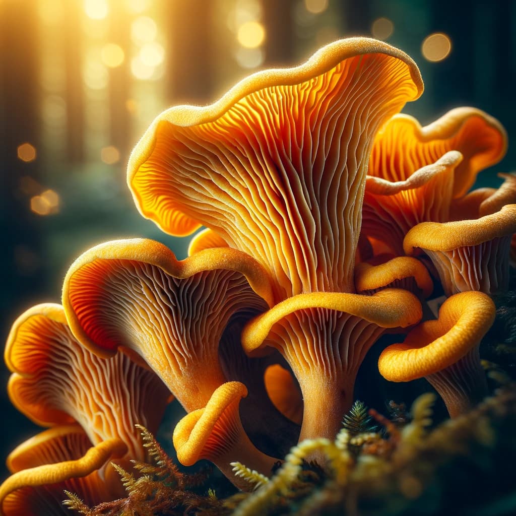 Chanterelle mushrooms foraged in Canada showing characteristic golden caps