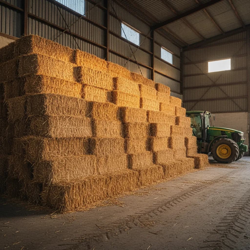 Chopped straw substrate being prepared from a straw bale for mushroom cultivation